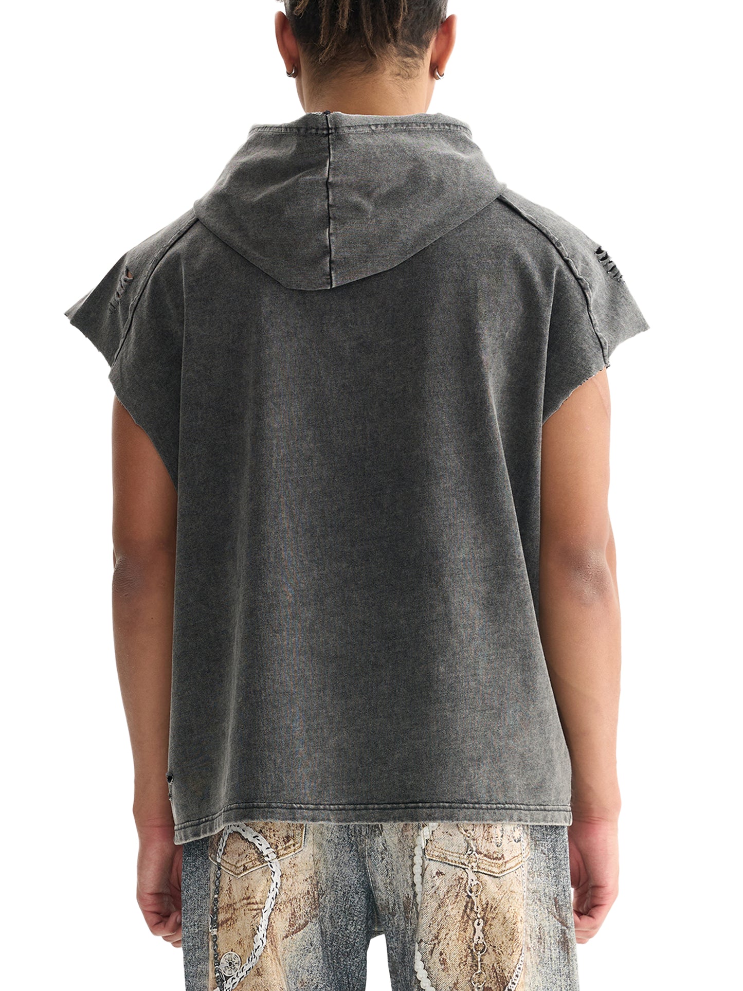 Snow Washed Boxy Hooded Tank Top